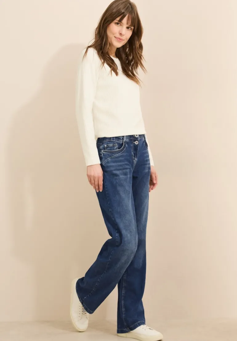 Wide Leg Lyocellmix Jeans mid blue used wash