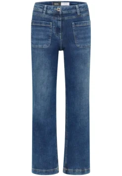 Wide Leg Patch Pocket Jeans mid blue used wash