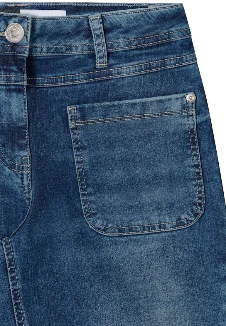 Wide Leg Patch Pocket Jeans mid blue used wash