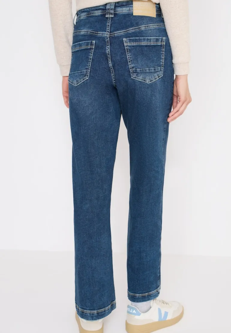 Wide Leg Patch Pocket Jeans mid blue used wash