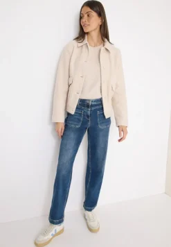 Wide Leg Patch Pocket Jeans mid blue used wash
