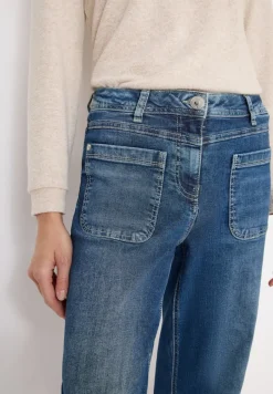 Wide Leg Patch Pocket Jeans mid blue used wash