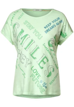 Wording Print T-Shirt fresh salvia green