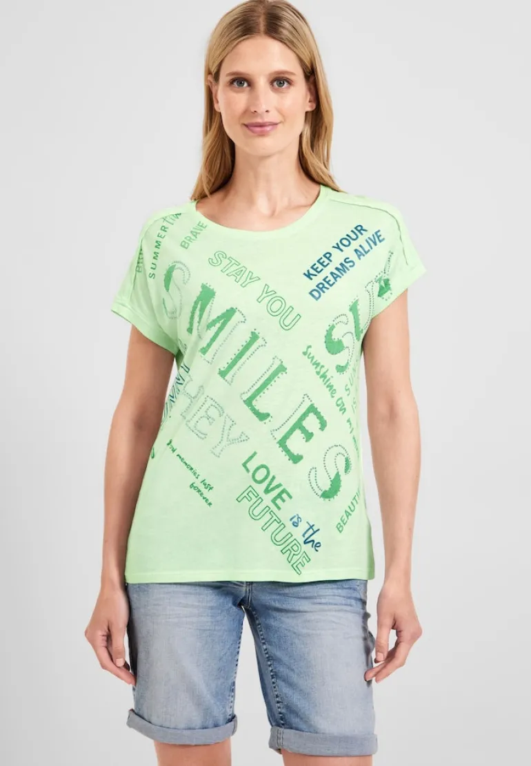 Wording Print T-Shirt fresh salvia green