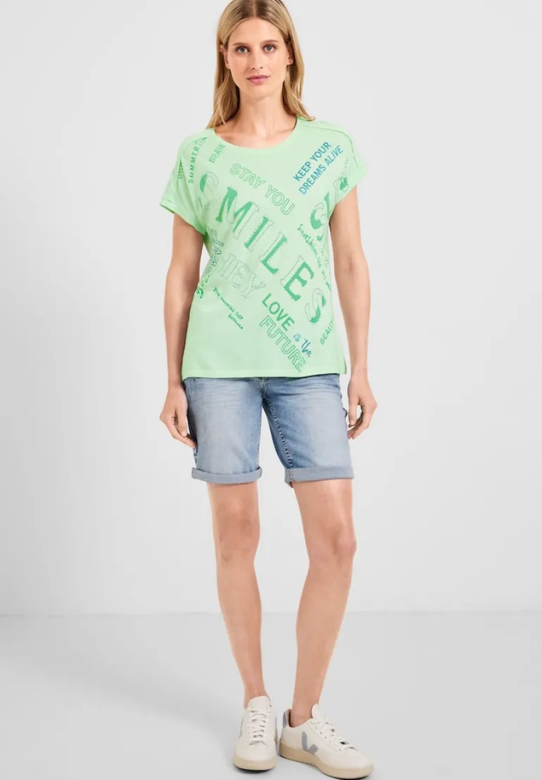 Wording Print T-Shirt fresh salvia green