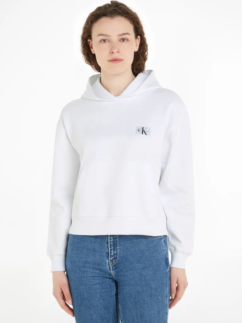 WOVEN LABEL HOODIE bright white