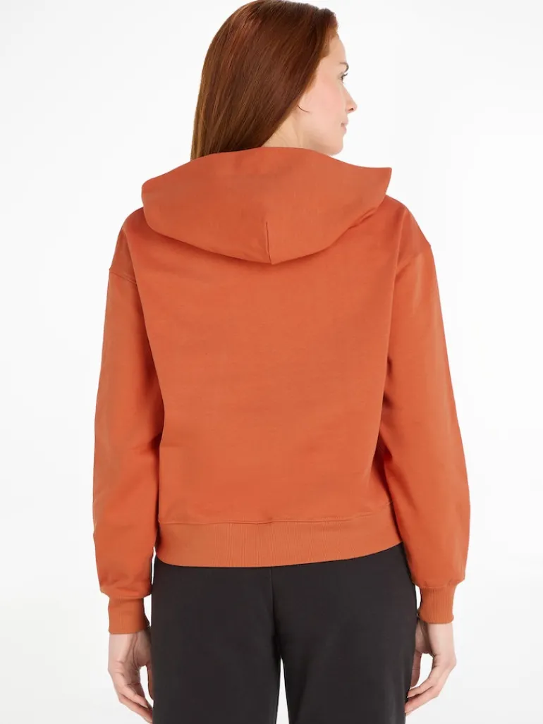 WOVEN LABEL HOODIE burnt clay