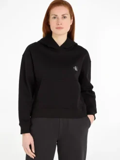 WOVEN LABEL HOODIE ck black