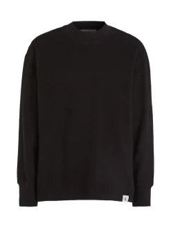WOVEN TAB WAFFLE LS ck black