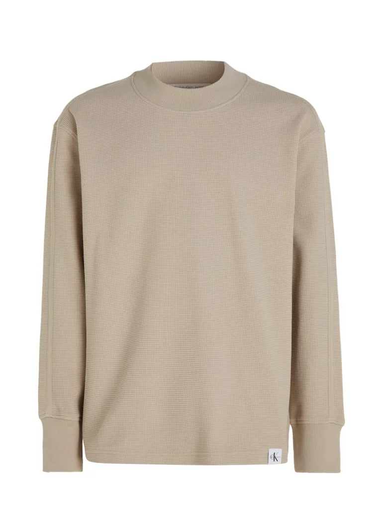 WOVEN TAB WAFFLE LS plaza taupe
