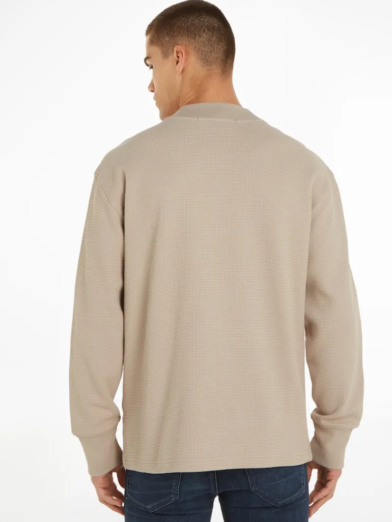 WOVEN TAB WAFFLE LS plaza taupe