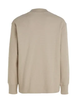 WOVEN TAB WAFFLE LS plaza taupe