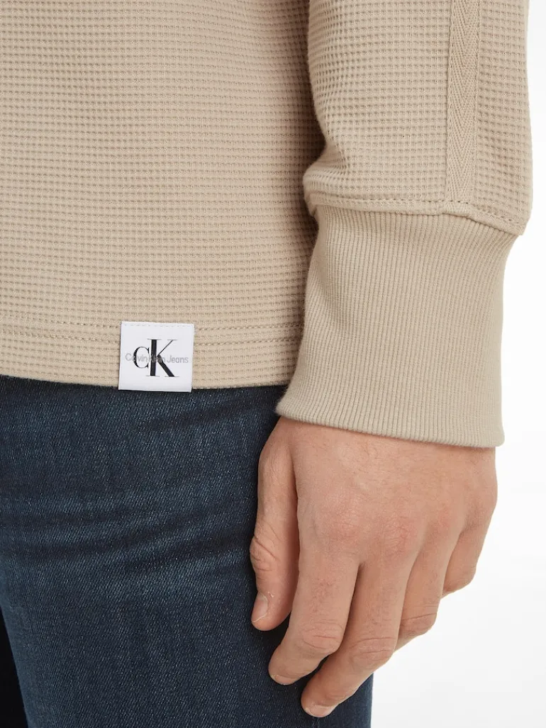 WOVEN TAB WAFFLE LS plaza taupe